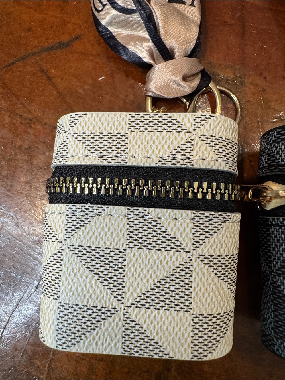 Patterned Zip AirPod Case Keychain - Beige, Gray, Pink, Brown-FREE w/$100 purch - Picture 5 of 7